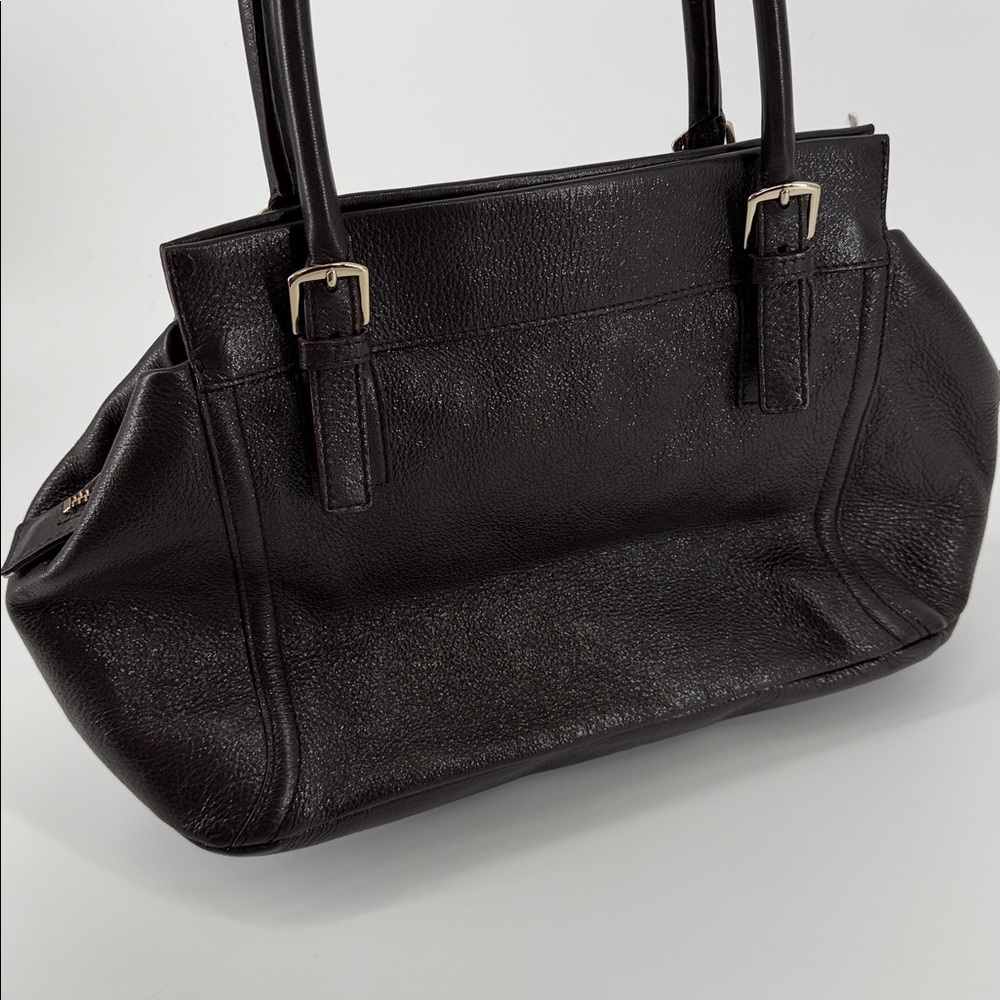 KATE SPADE Dark Chocolate Brown Pebble Leather Shimmer Shoulder Bag - Picture 8 of 13